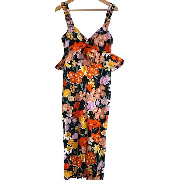 SAYLOR INES Poplin Jumpsuit Sweetheart Neckline Rust Floral-Print S - Picture 5 of 13